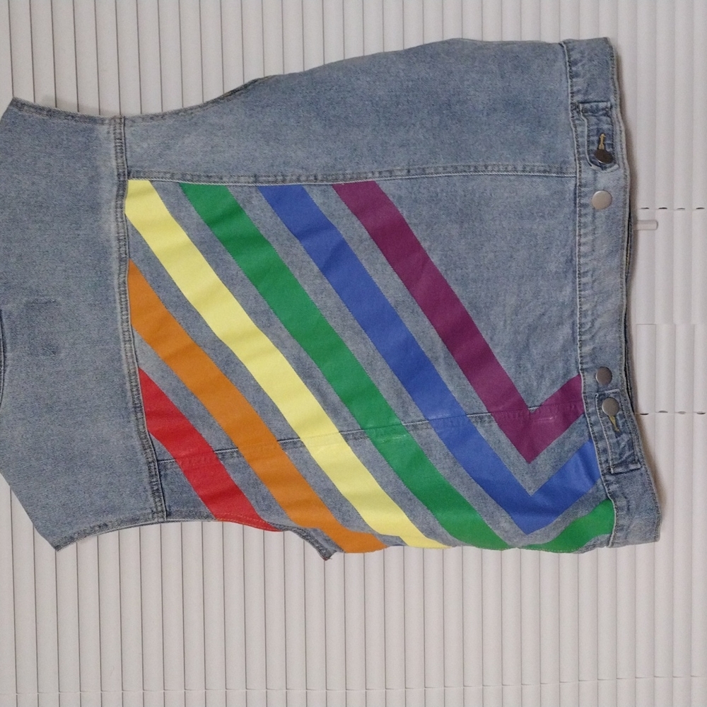 Denim Rainbow Striped Vest - Picture 2 of 3